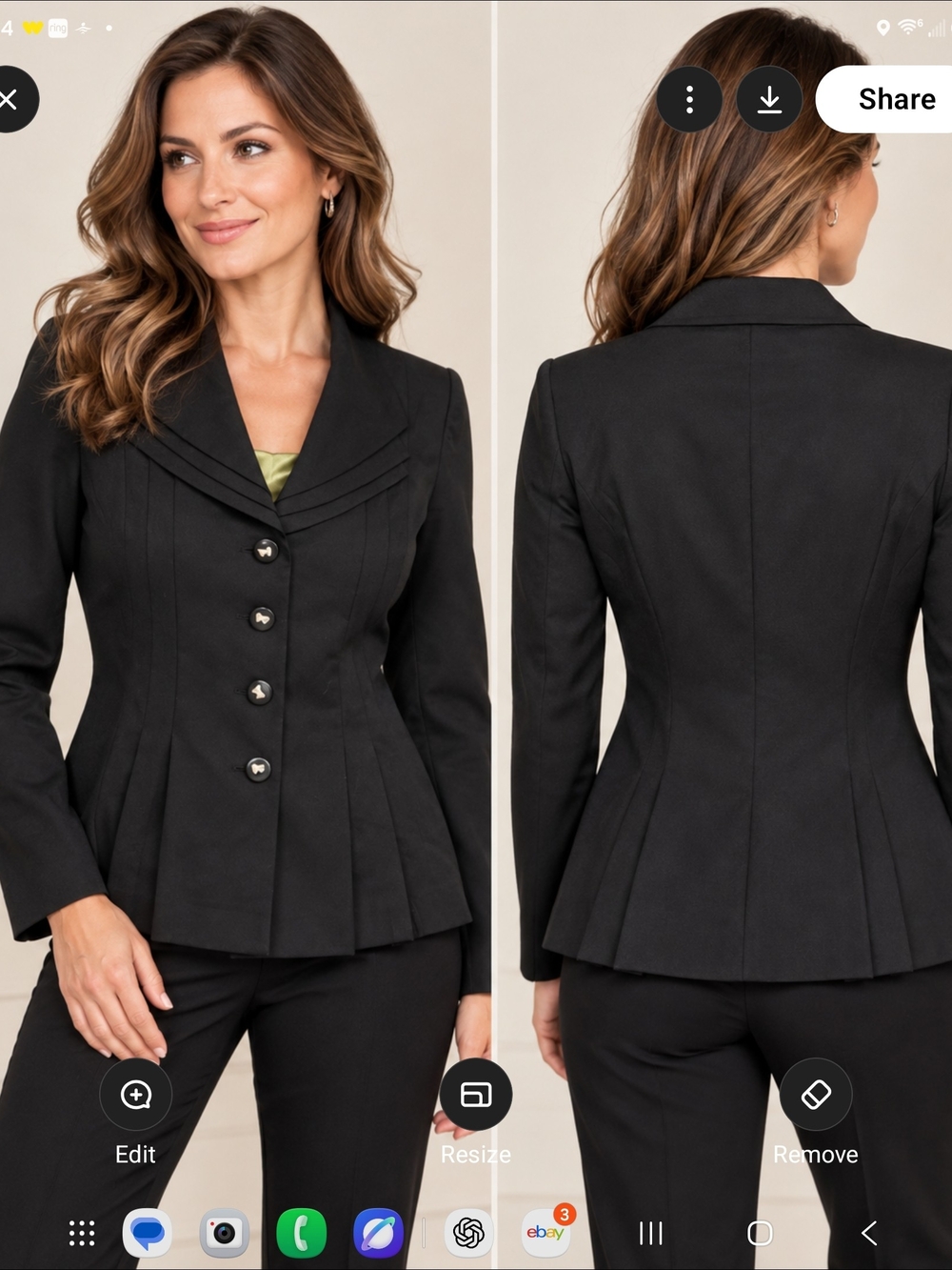 Danny & Nicole Black Tailored Pleated Peplum Blazer